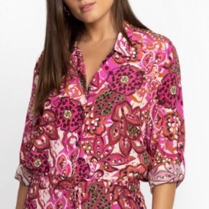 NWT Johnny Was Biya JWLA Jade Dreams Of Vivanna Silk Shirt Blouse Top M